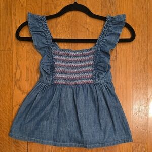 CROWN & IVY KIDS BRAND GIRL'S BLUE JEAN SMOCKING DRESS SIZE 6X